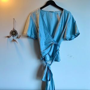 Denim Blouse with Tie